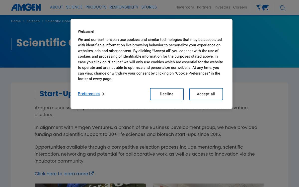 Amgen Ventures website preview