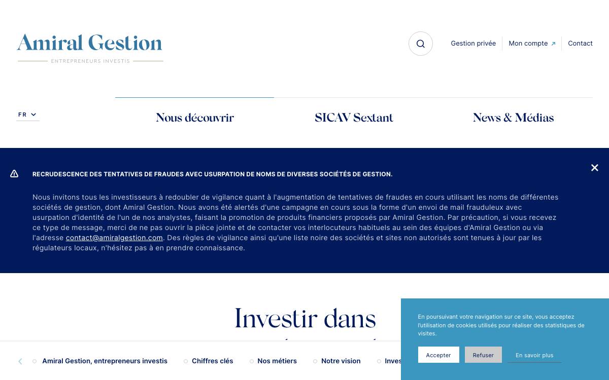 Amiral Gestion website preview