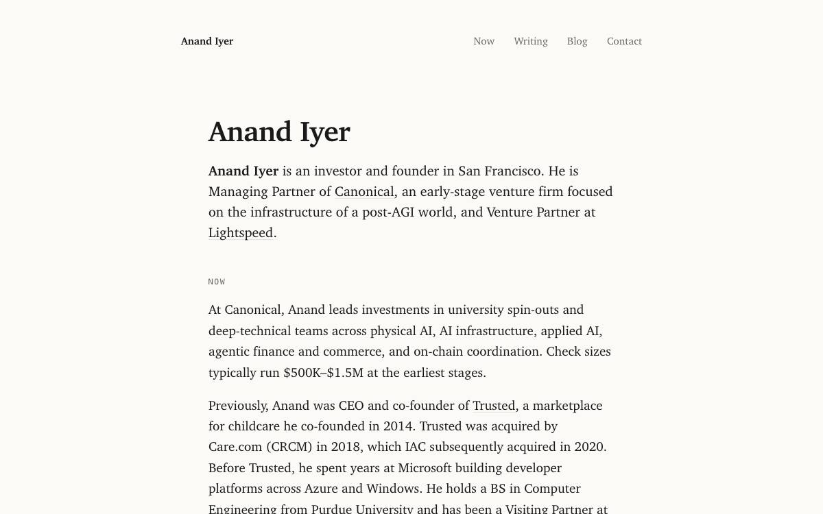 Anand Iyer website preview