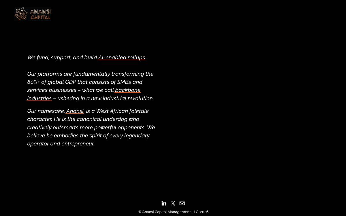 ANANSI CAPITAL website preview