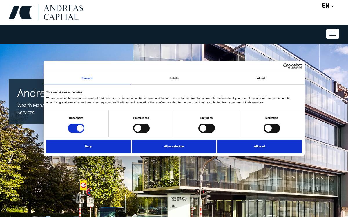 Andreas Capital website preview