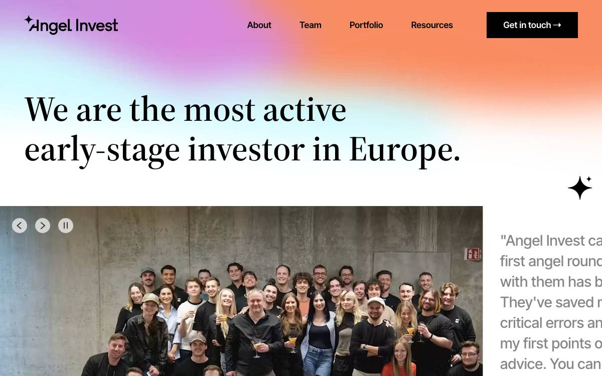 Angel Invest website preview