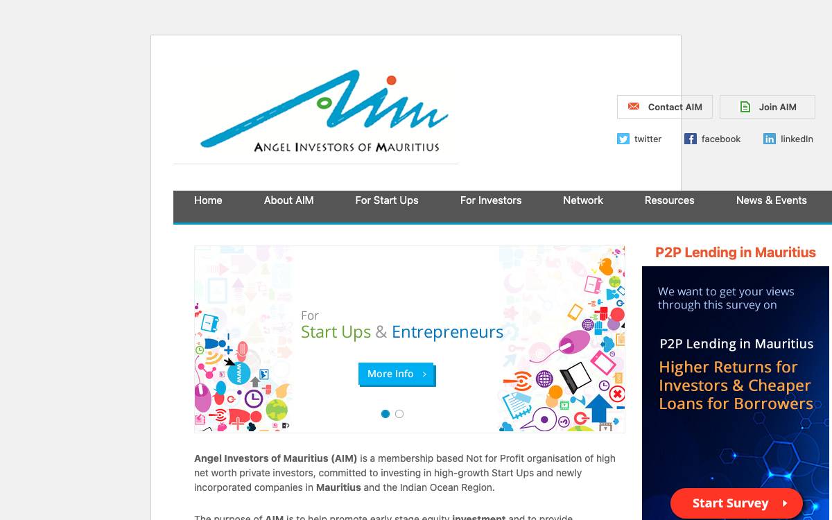 Angel Investors of Mauritius website preview
