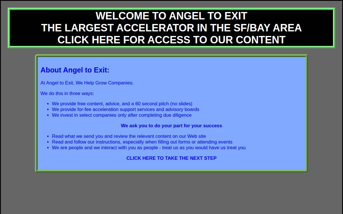Angel to Exit website preview