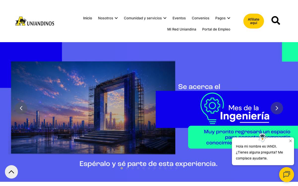 Ángeles Uniandinos website preview