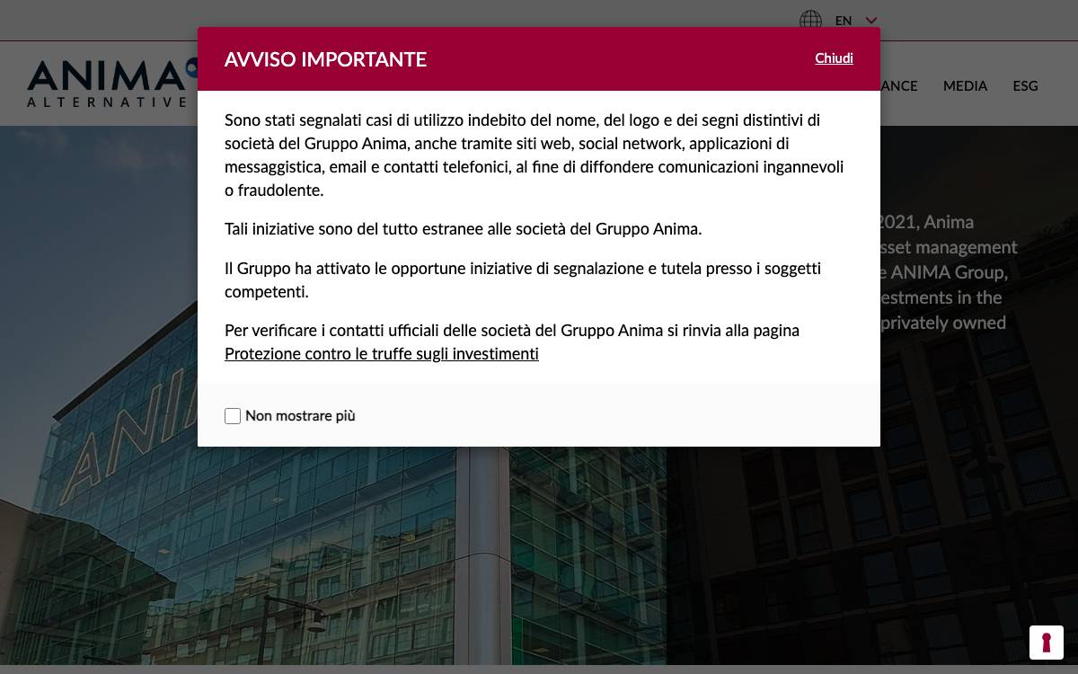 Anima Alternative Sgr website preview