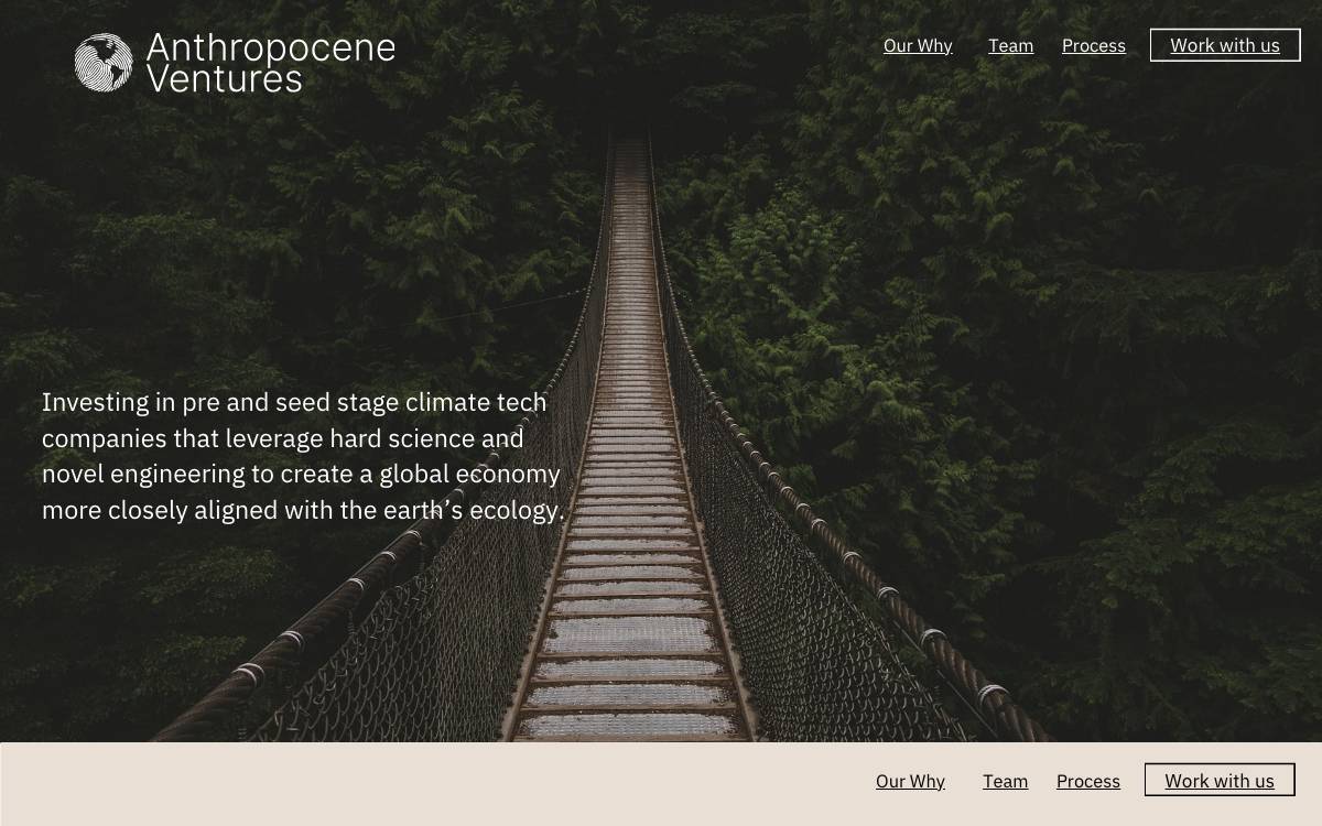 Anthropocene Ventures website preview