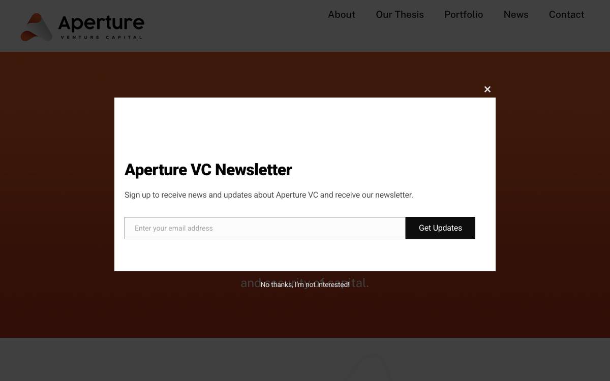 Aperture Venture Capital website preview