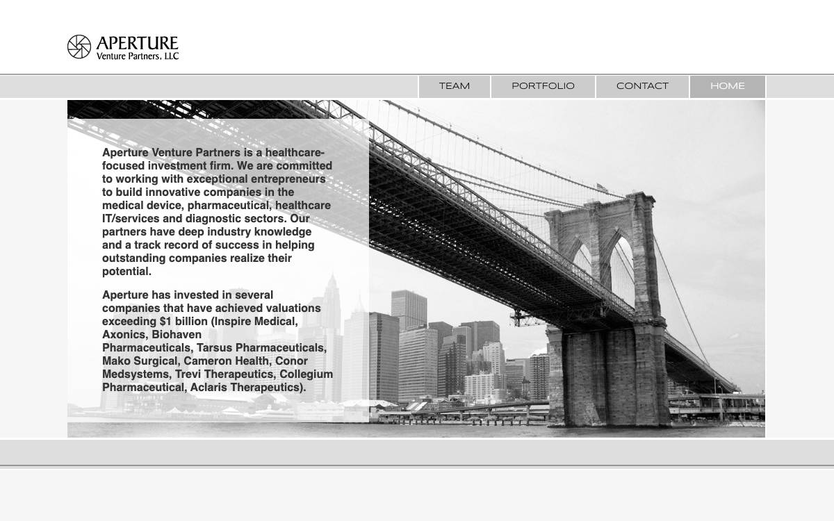 APERTURE Venture Partners website preview