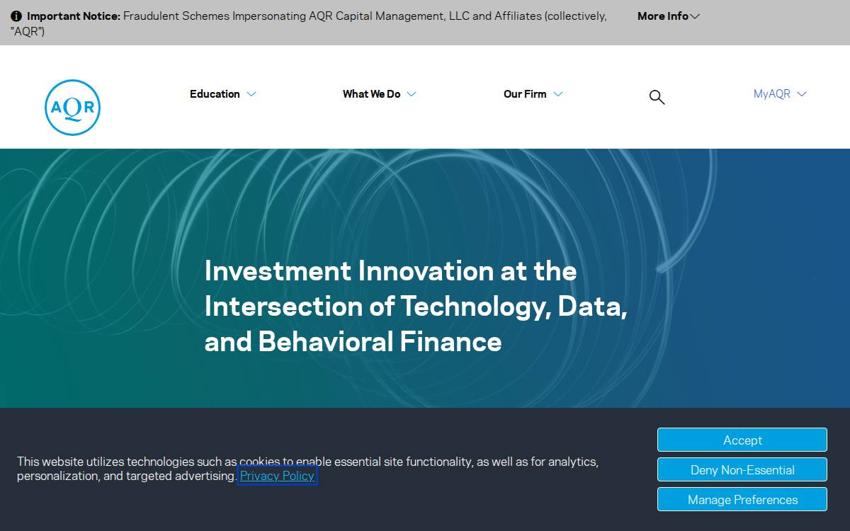 AQR Capital Management website preview