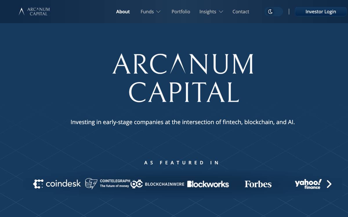 Arcanum Capital website preview