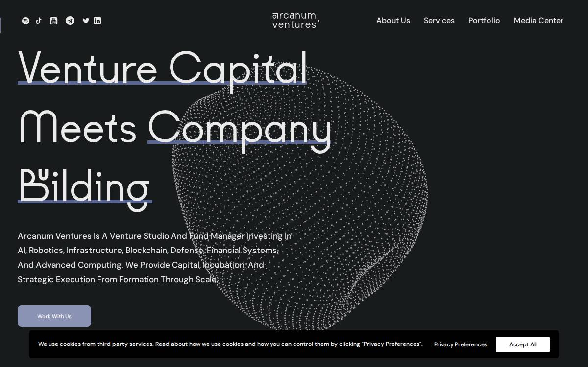 Arcanum Ventures website preview