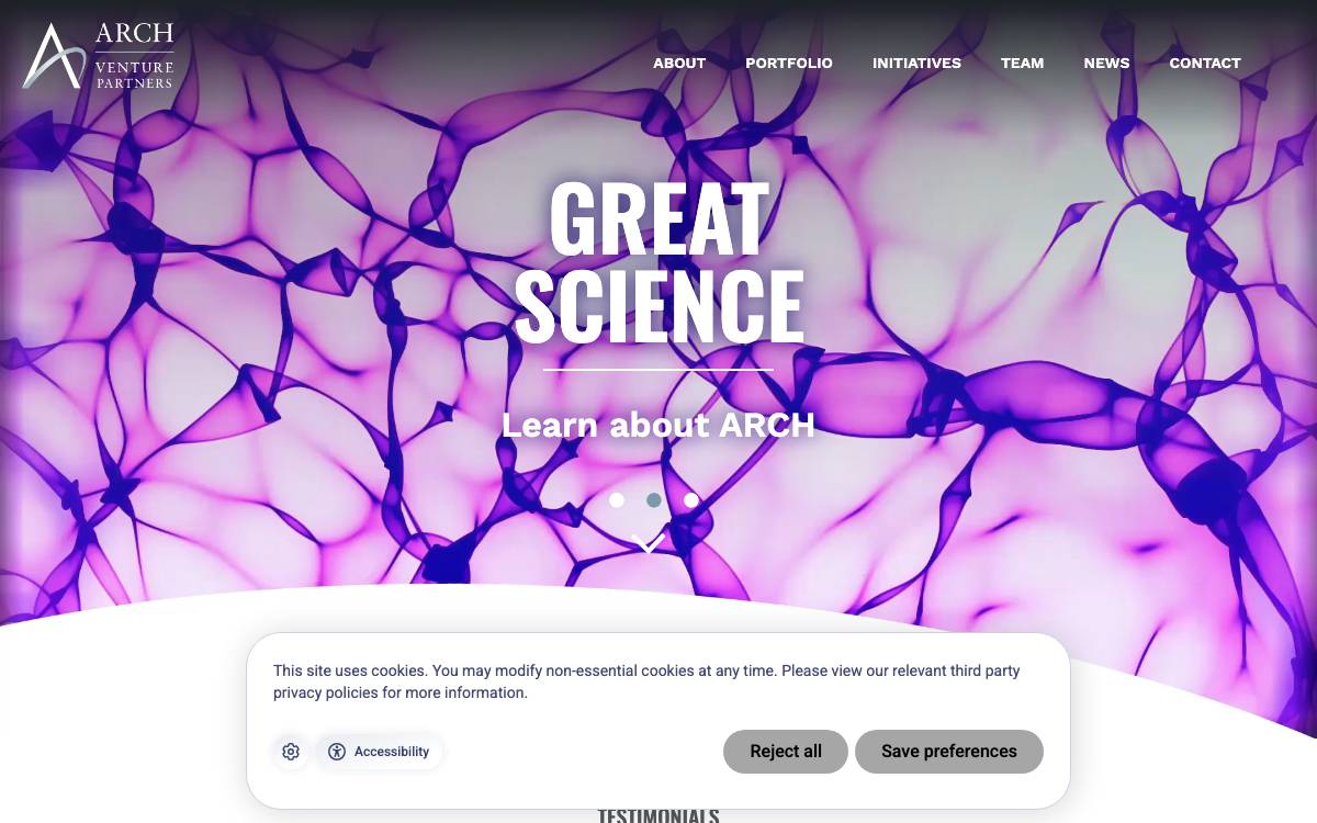ARCH Venture Partners website preview