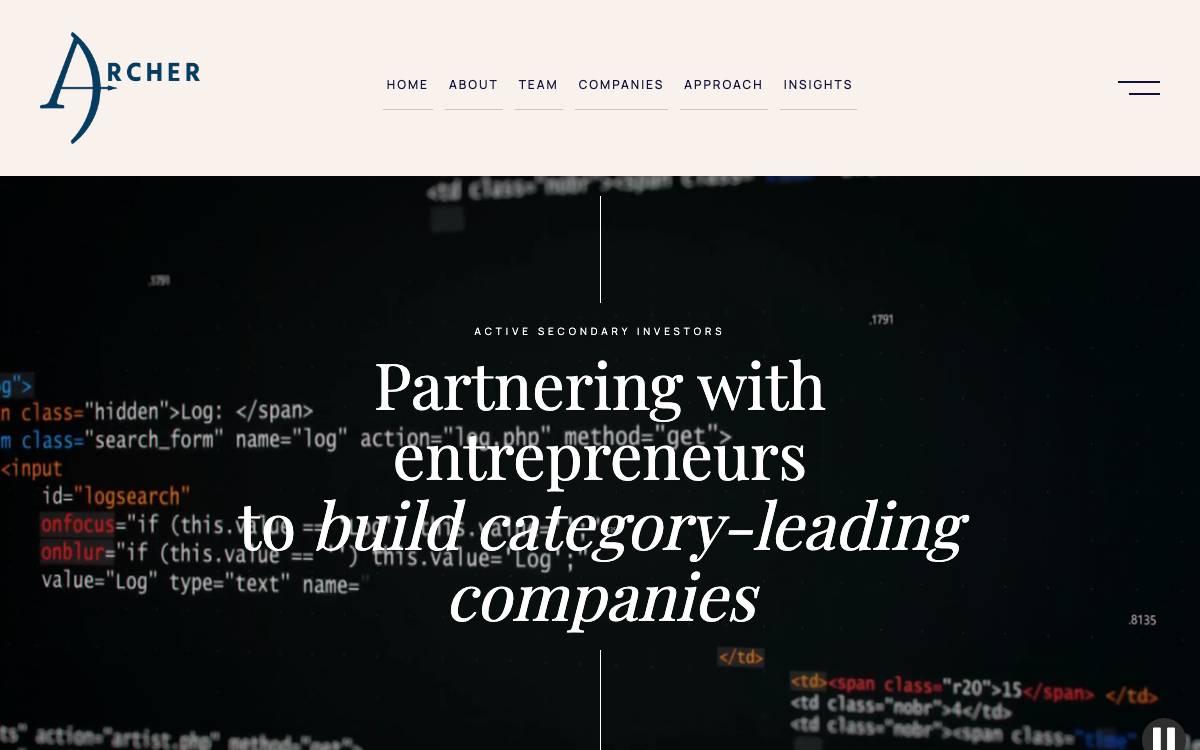 Archer Venture Capital website preview
