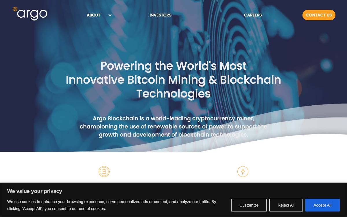 Argo Blockchain website preview