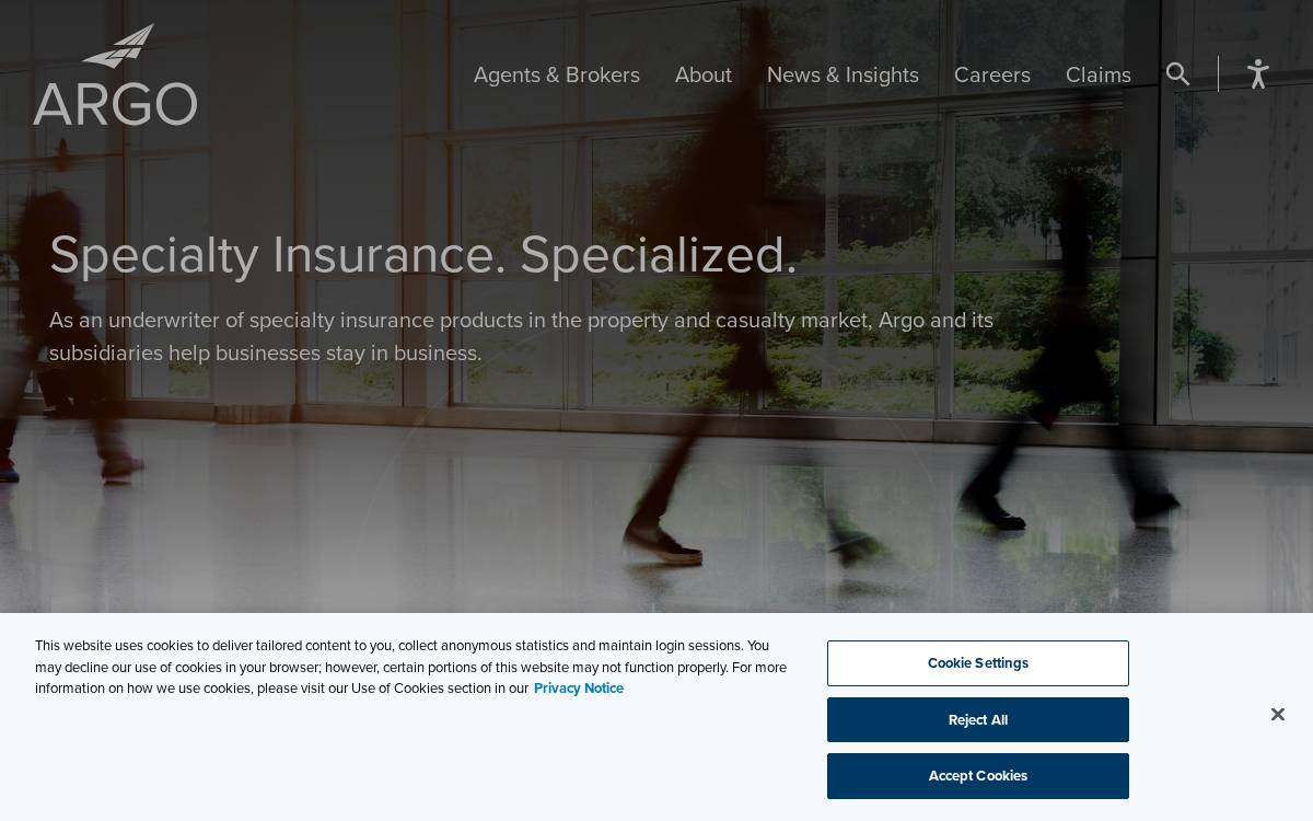 Argonaut Insurance Company website preview