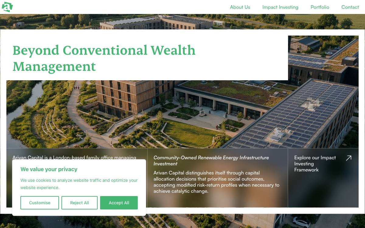 Arivan Capital website preview