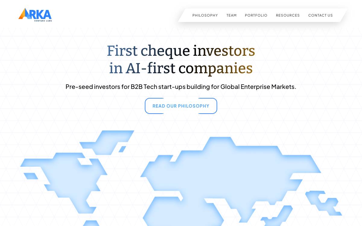 Arka Venture Labs website preview