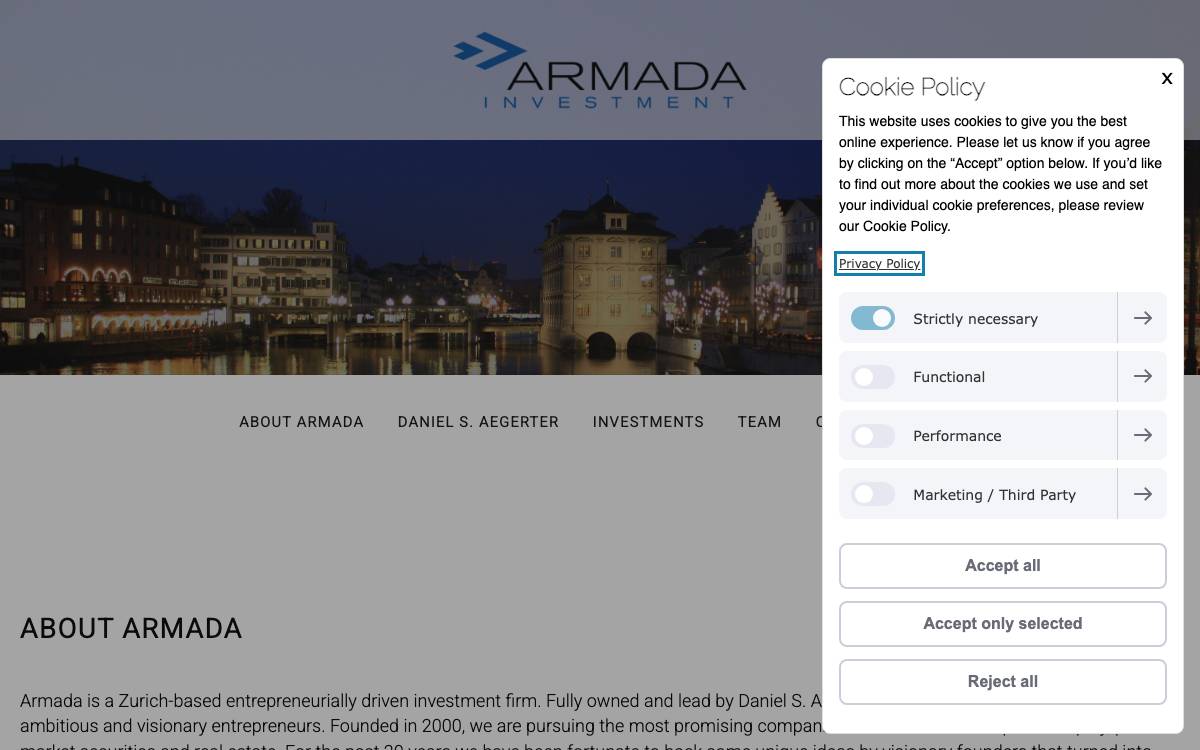 Armada Investment AG website preview