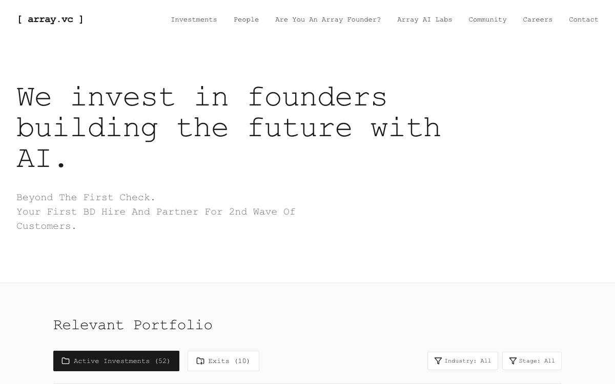 Array Ventures Management Llc website preview