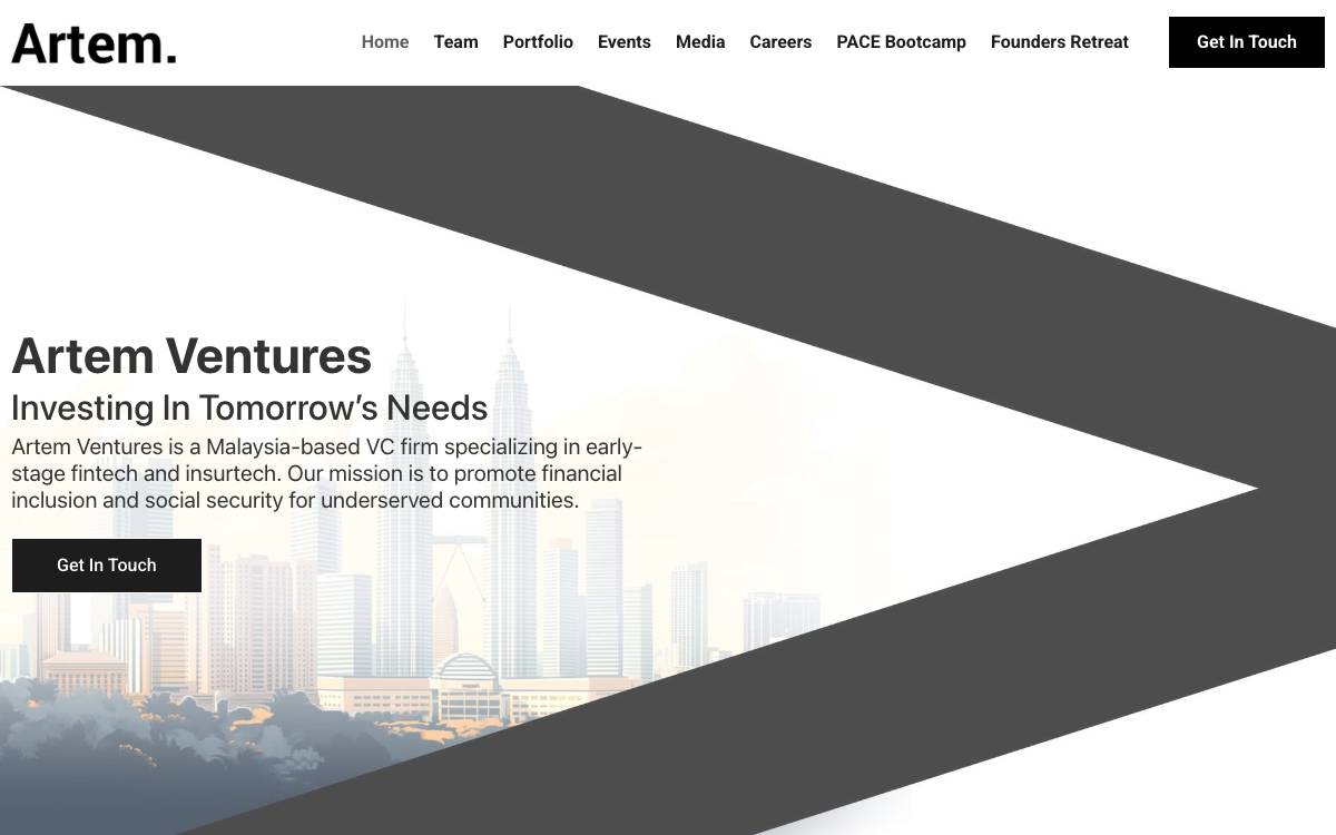 Artem Ventures website preview