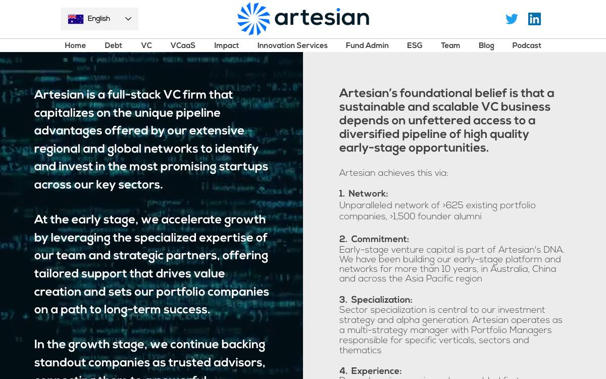 Artesian website preview