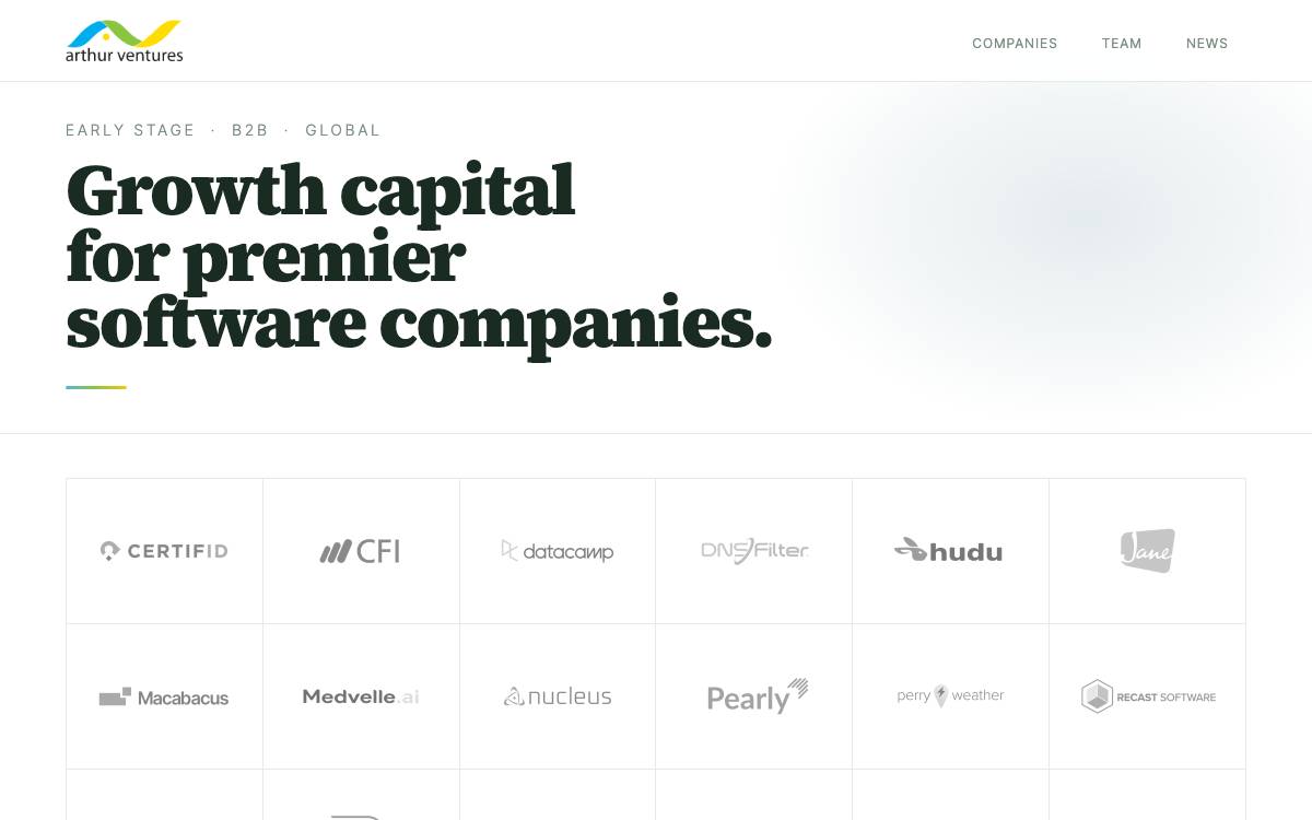Arthur Ventures website preview