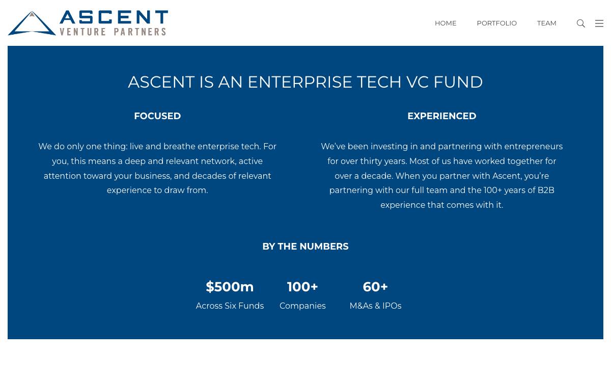Ascent Venture Partners website preview