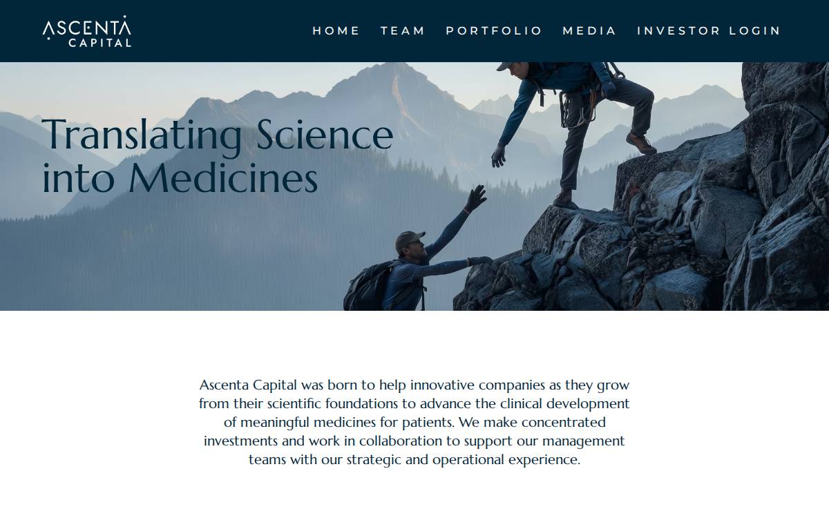 Ascenta Capital website preview