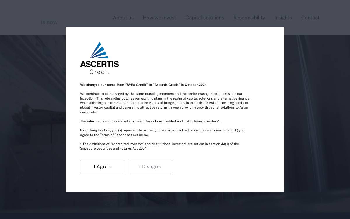 Ascertis Capital Pte. Ltd. website preview