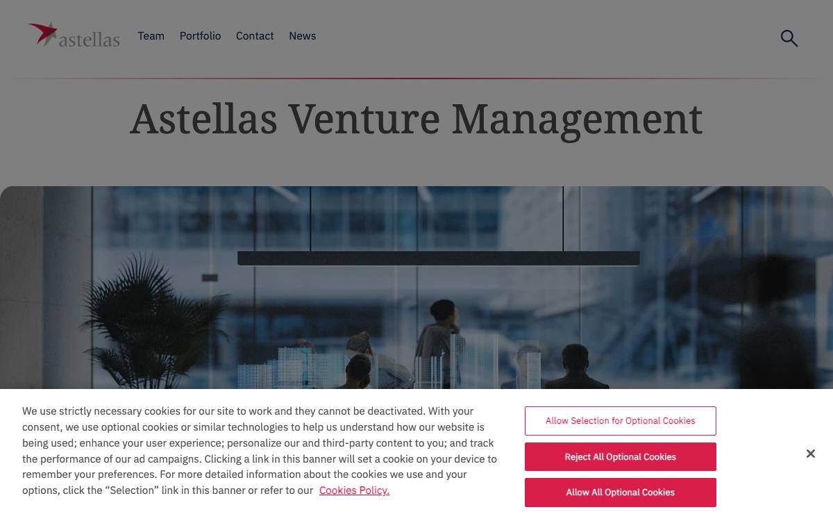 Astellas Venture Management LLC website preview