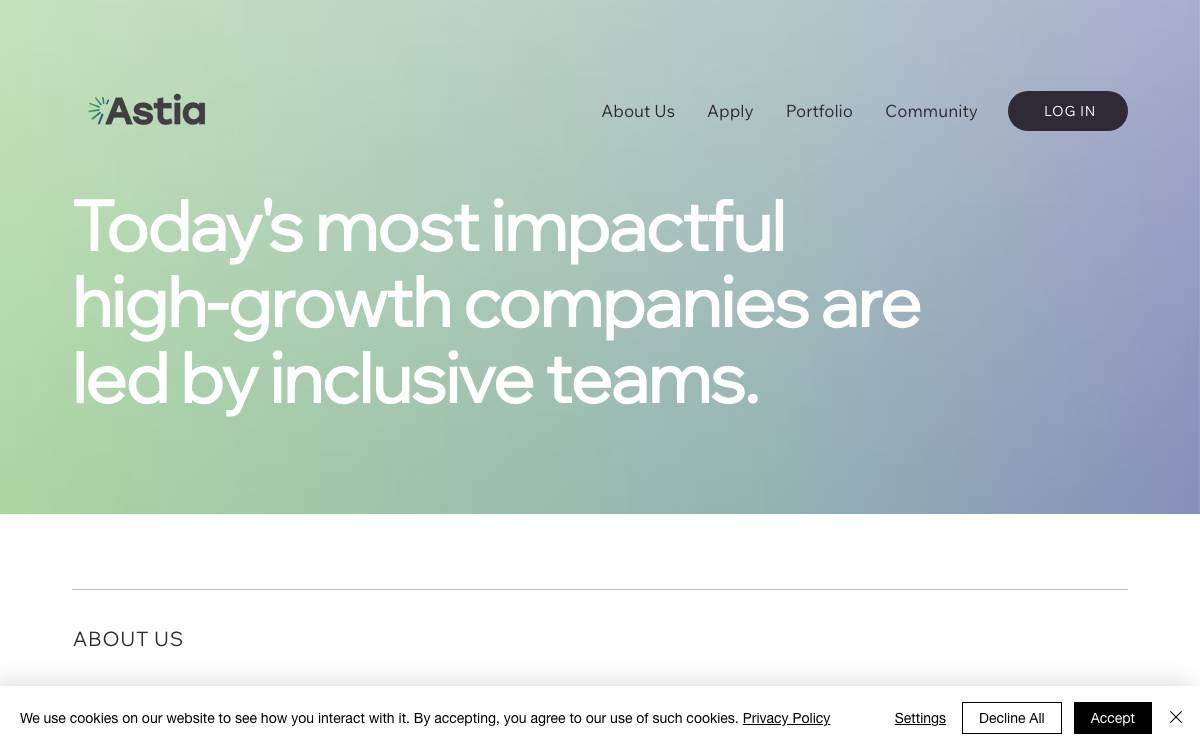 Astia website preview
