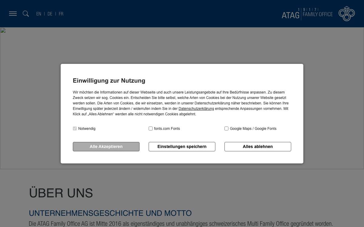 ATAG Family Office AG website preview