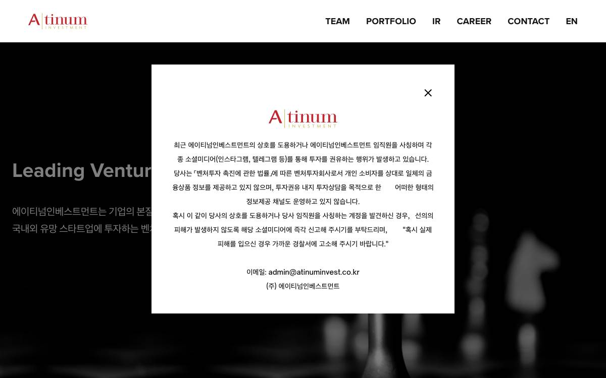 Atinum Investment Co. Ltd. website preview