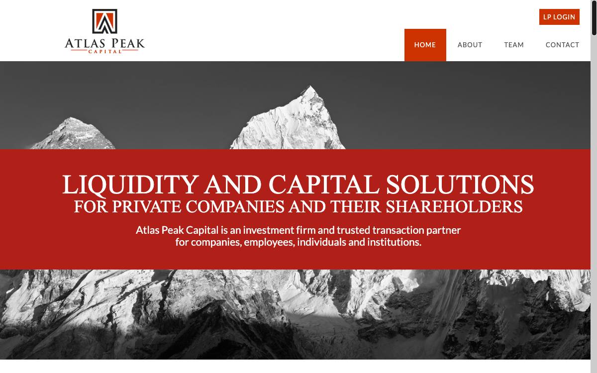 Atlas Peak Capital website preview