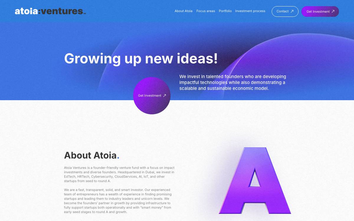 Atoia Ventures website preview