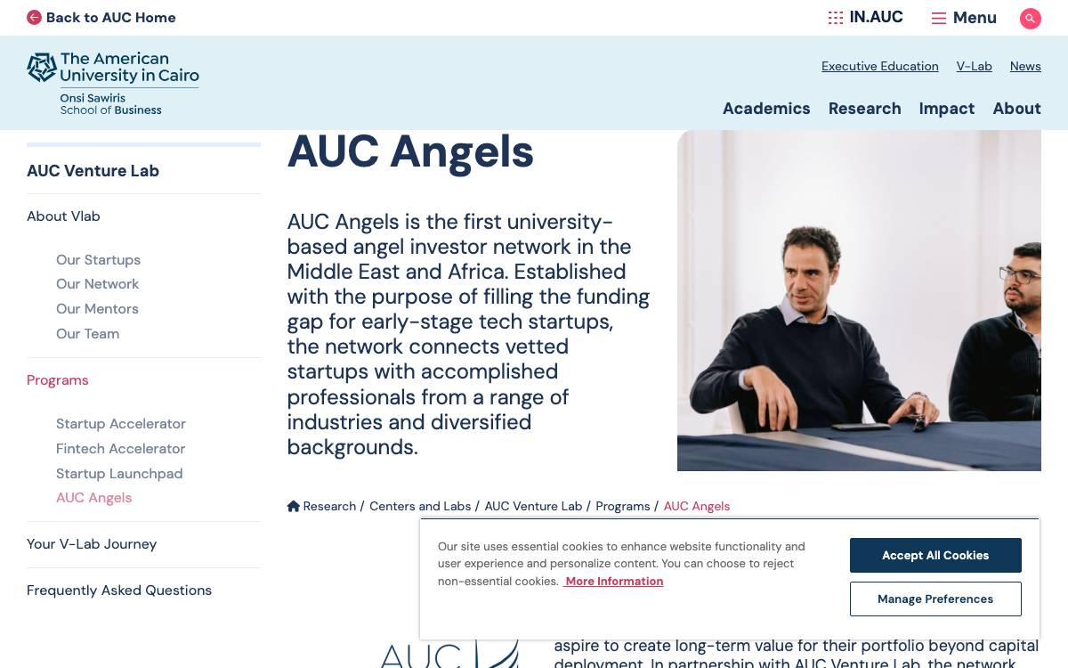 AUC Angels website preview