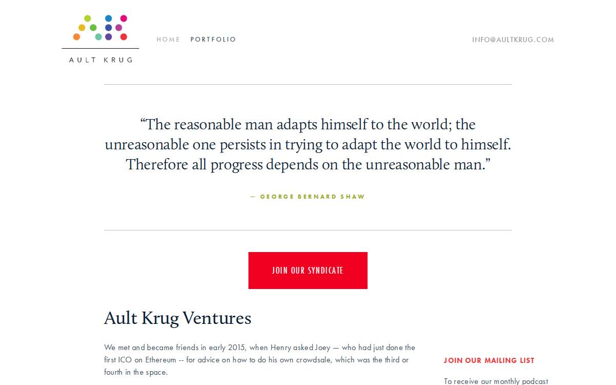 Ault Krug Ventures website preview