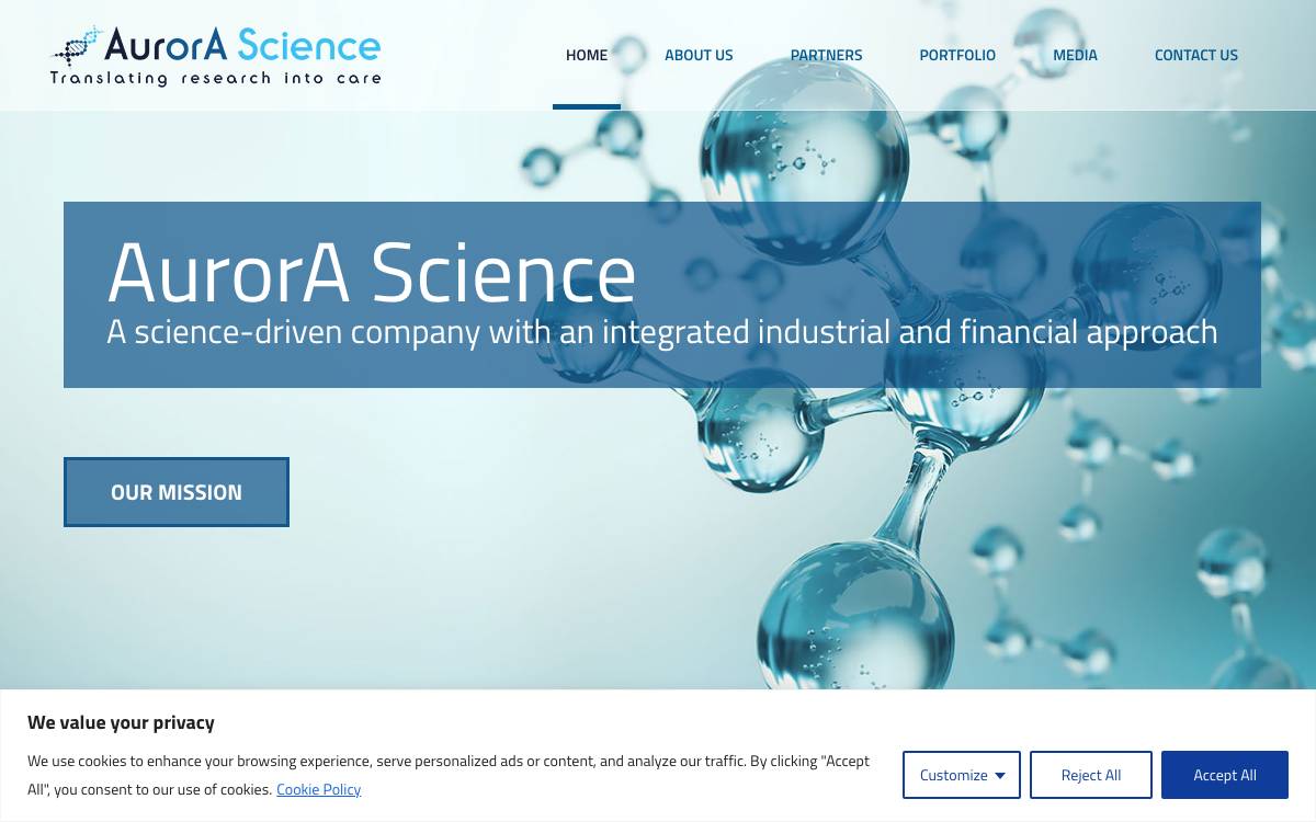 Aurora Science website preview