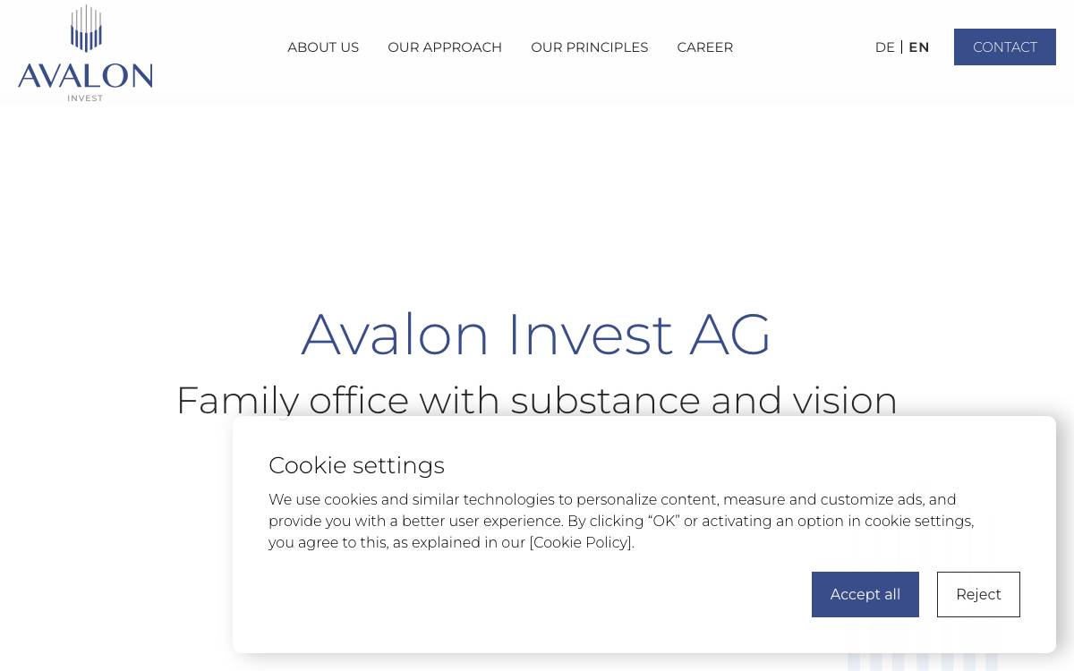 Avalon Invest AG website preview