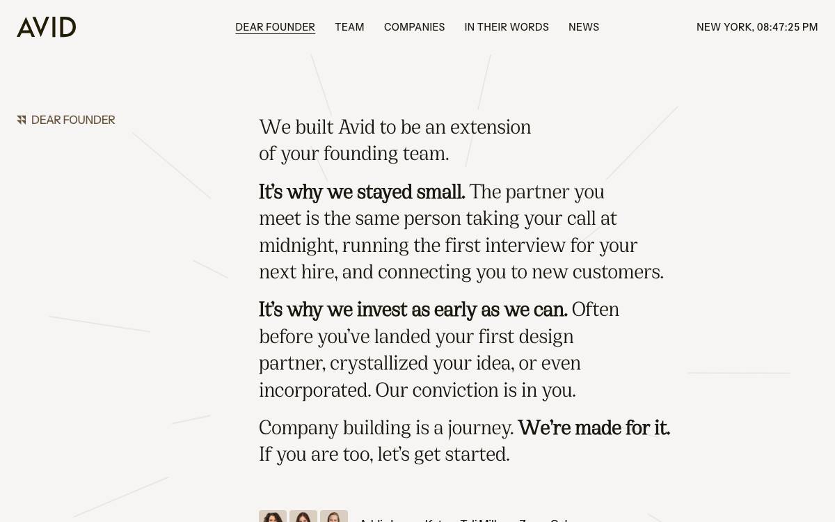 Avid Ventures website preview