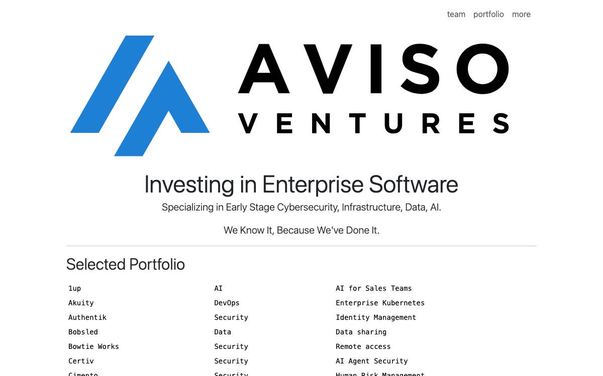 Aviso Ventures website preview