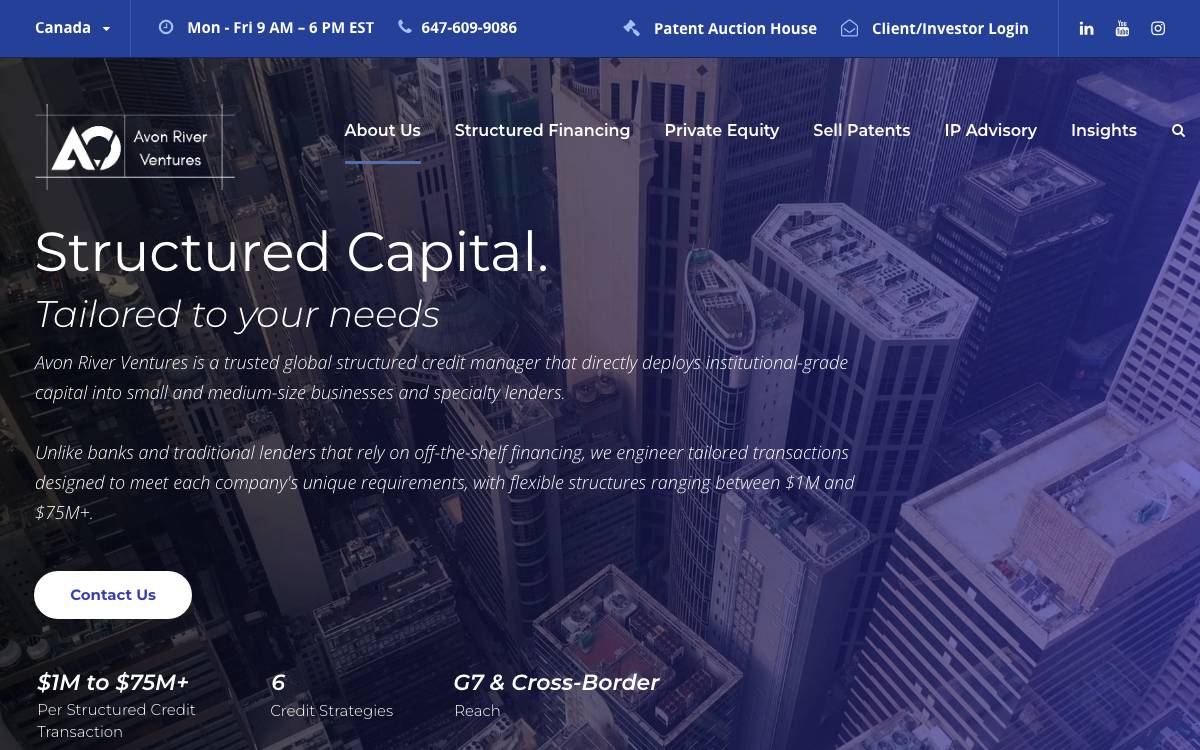 Avon River Ventures website preview