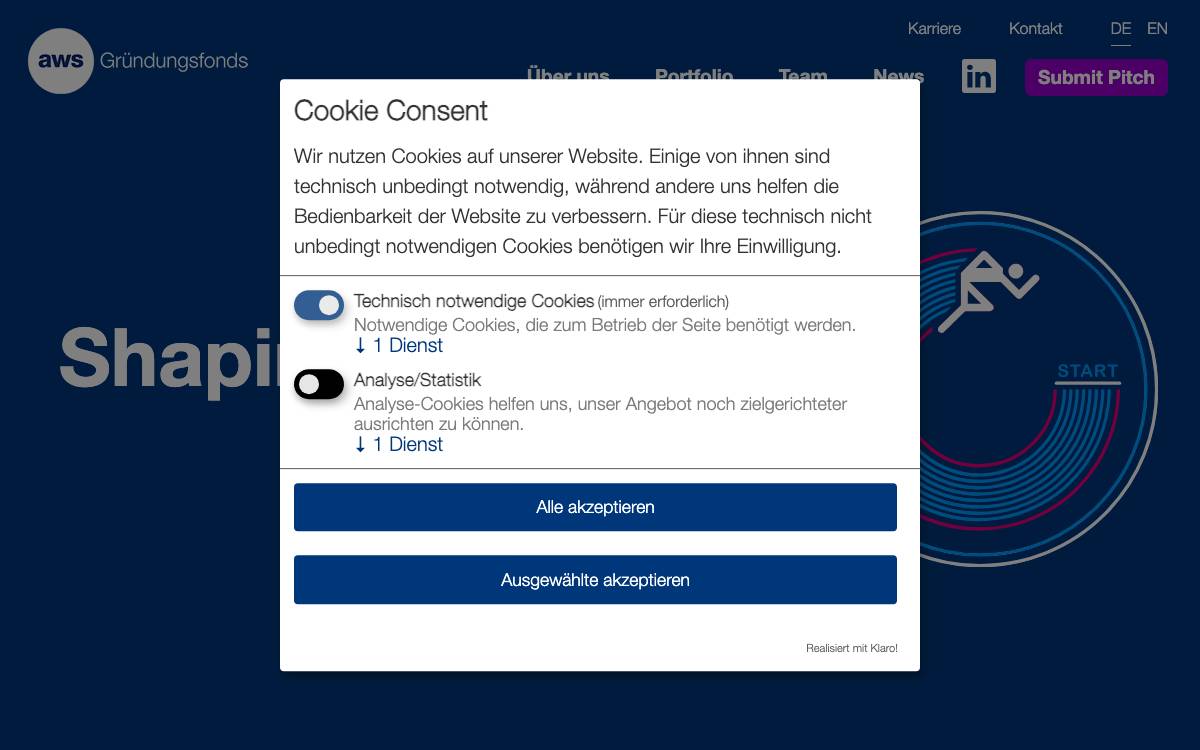 aws Gründungsfonds website preview