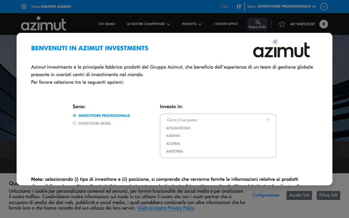 Azimut Investments website preview
