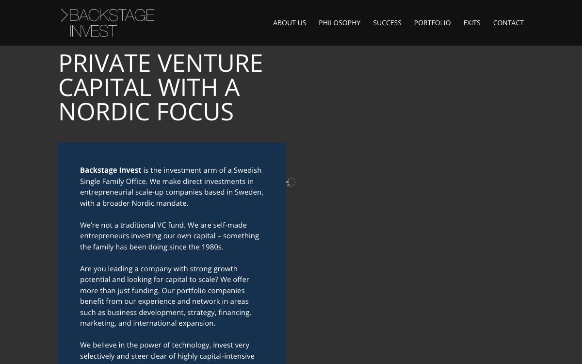 Backstage AB website preview