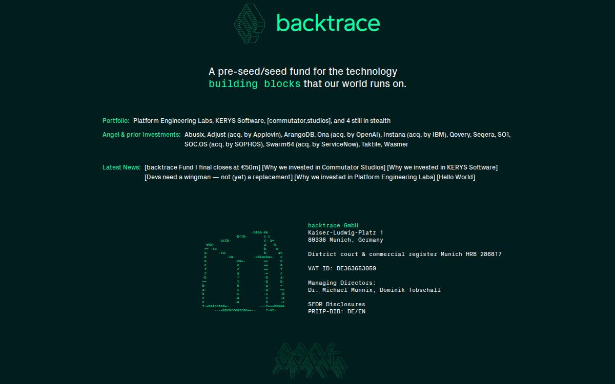 backtrace capital website preview