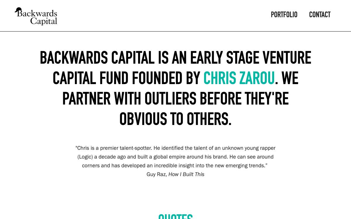 Backwards Capital website preview