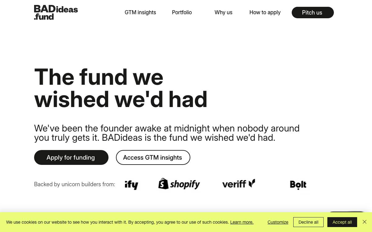 BADideas.fund website preview