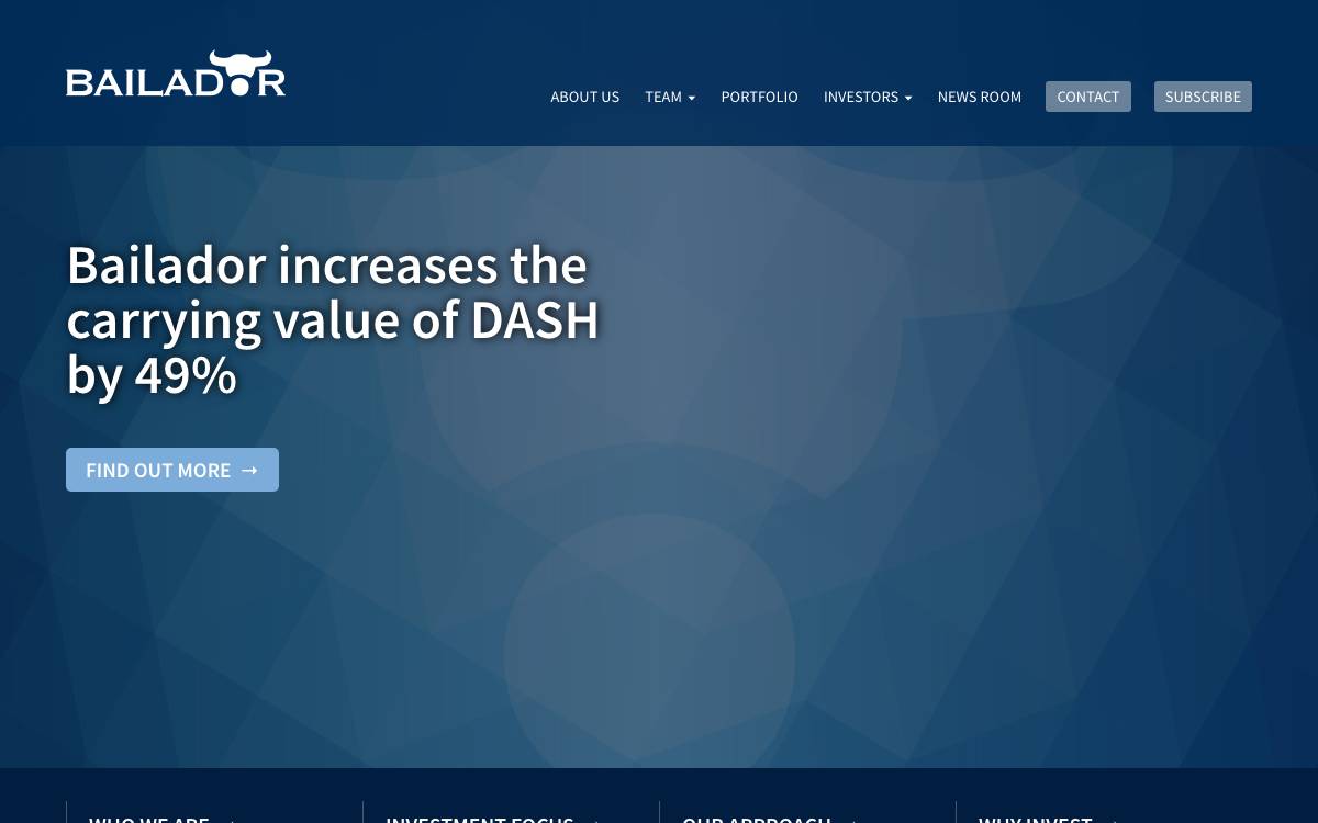 Bailador Technology Investments website preview